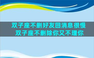 双子座不删好友回消息很慢 双子座不删除你又不理你